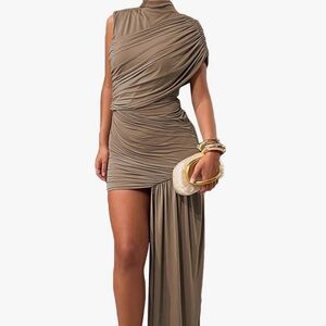 Sleeveless Ruched Maxi Dress Sexy Irregular Bodycon